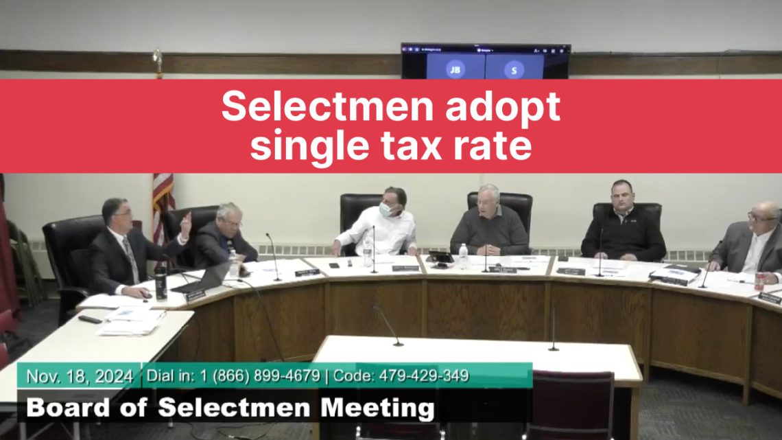 Selectmen adopt single tax rate