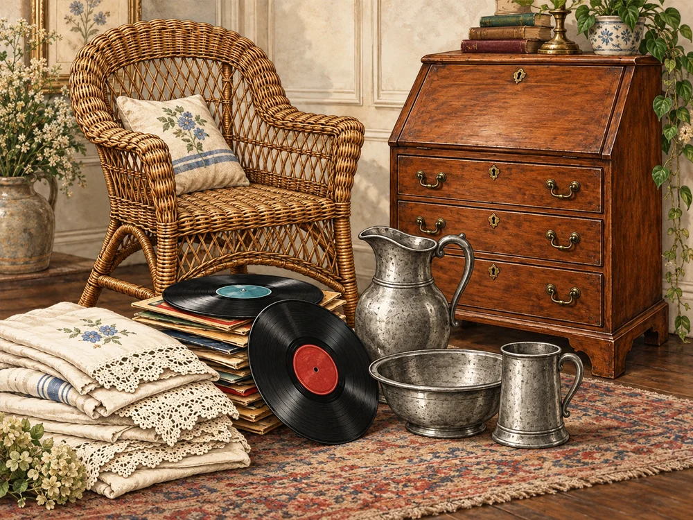 Image of vintage items typically found at a flea market.